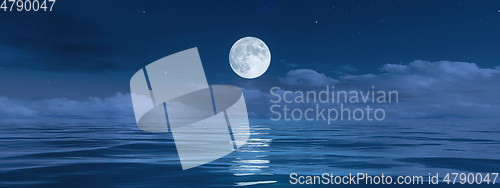 Image of pale moon over the ocean banner background