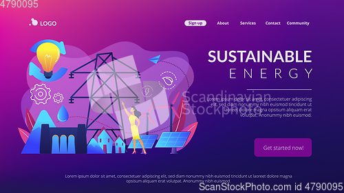 Image of Sustainable energy concept landing page.