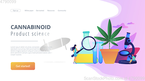 Image of Marihuana products innovation concept landing page.