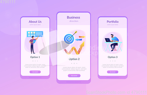Image of Business direction app interface template.