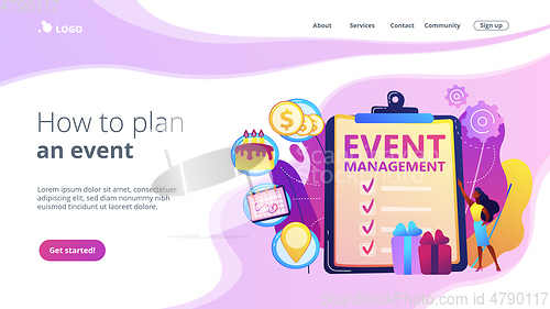 Image of Event management concept landing page.