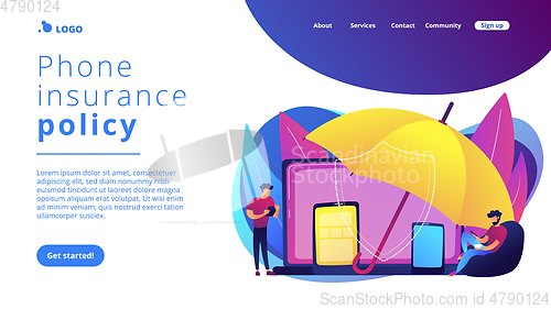 Image of Electronic device insurance concept landing page.