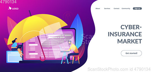 Image of Cyber insurance concept landing page.