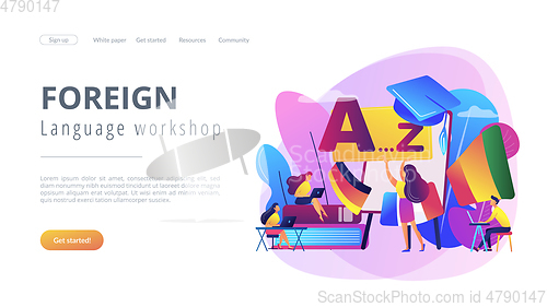 Image of Foreign language workshop concept landing page.