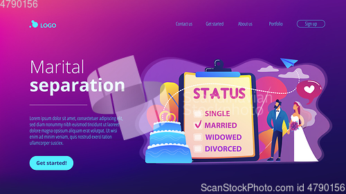 Image of Relationship status concept landing page.