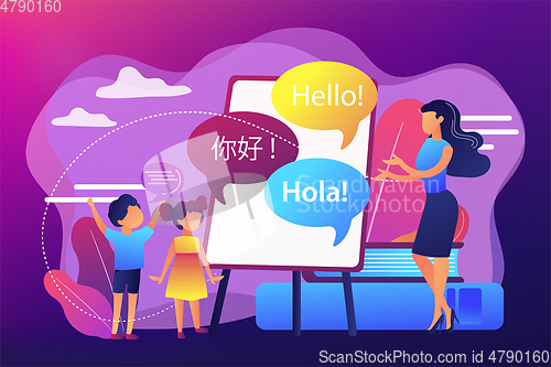 Image of Language learning camp concept vector illustration.