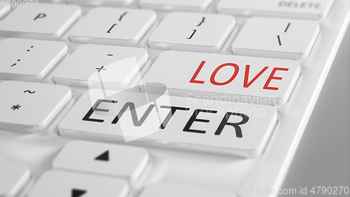 Image of computer keyboard press enter for love