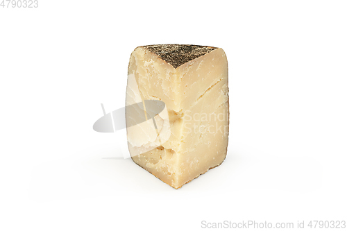 Image of Delicious cheese close up isolated on white studio background