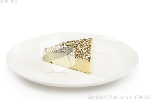 Image of Delicious cheese close up isolated on white studio background