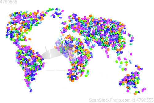 Image of color stones texture as world map