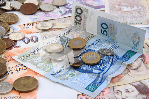 Image of czech and poland money background