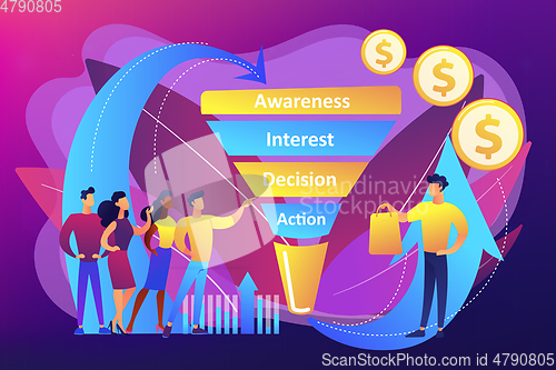 Image of Sales funnel management concept vector illustration.