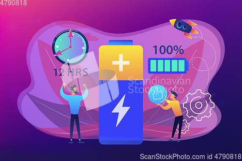 Image of Battery runtime concept vector illustration.