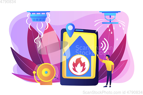 Image of Fire alarm system concept vector illustration.