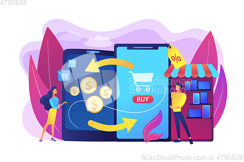 Image of Mobile device trade-in concept vector illustration.