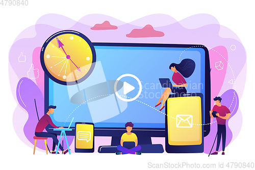 Image of Screen addiction concept vector illustration.