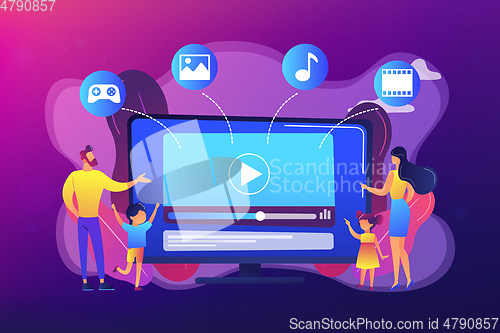 Image of Smart TV content concept vector illustration.