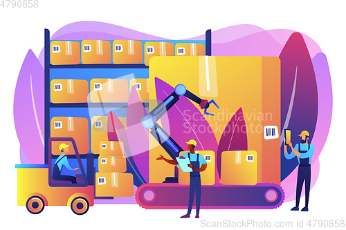 Image of Warehouse logistics concept vector illustration.