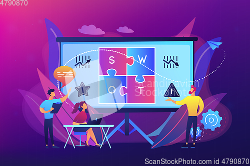 Image of SWOT analysis concept vector illustration.