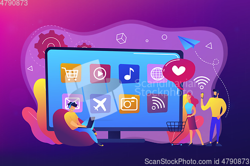 Image of Smart TV applications concept vector illustration.