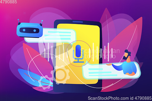 Image of Chatbot voice controlled virtual assistant concept vector illustration.