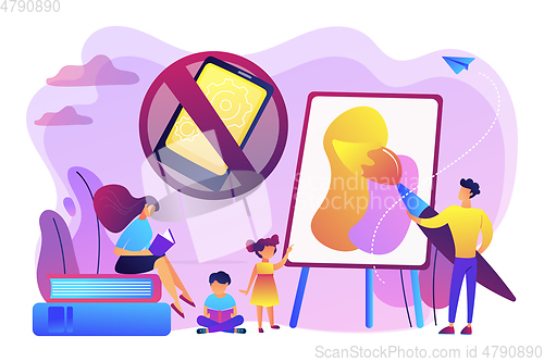 Image of Low tech parenting concept vector illustration.