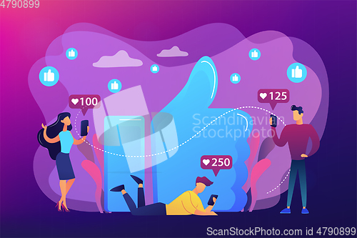 Image of Likes addiction concept vector illustration.
