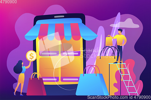 Image of Mobile based marketplace concept vector illustration.