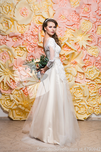 Image of beautiful girl in wedding gown