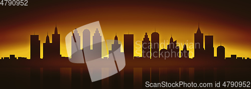 Image of city skyline by night background banner