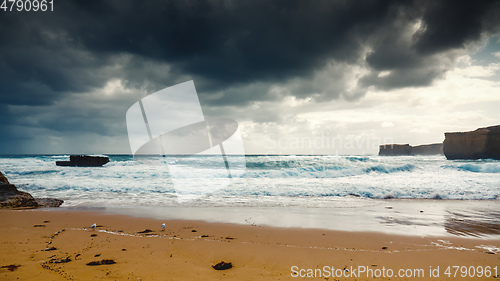 Image of sand beach at the Great Ocean Road near Melbourne south Australi