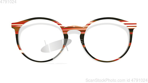 Image of modern glasses on white background