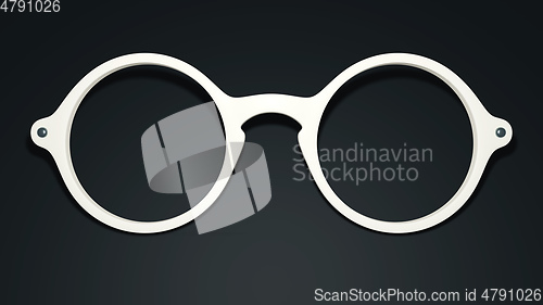 Image of white glasses on black background