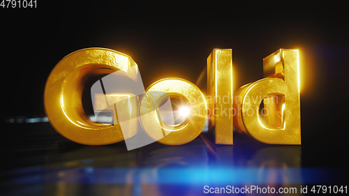 Image of The word gold in gold letters