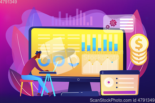 Image of Financial data management concept vector illustration.