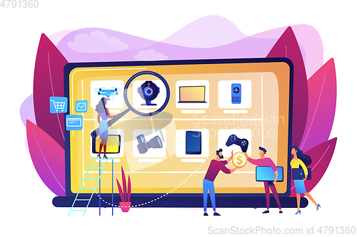 Image of Online flea market concept vector illustration.