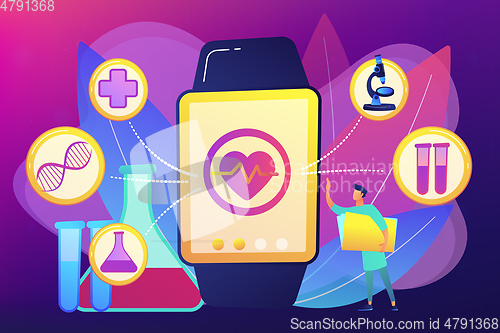 Image of Smartwatch health tracker concept vector illustration.