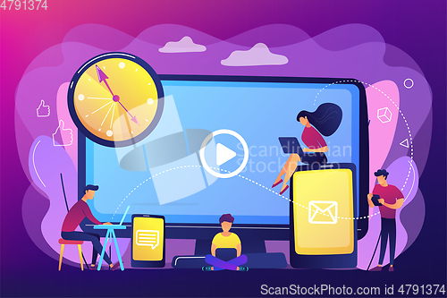 Image of Screen addiction concept vector illustration.