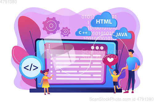 Image of Computer programming camp concept vector illustration.