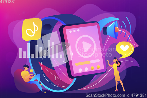 Image of Smartwatch player concept vector illustration.