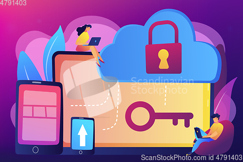 Image of Cloud computing security concept vector illustration.