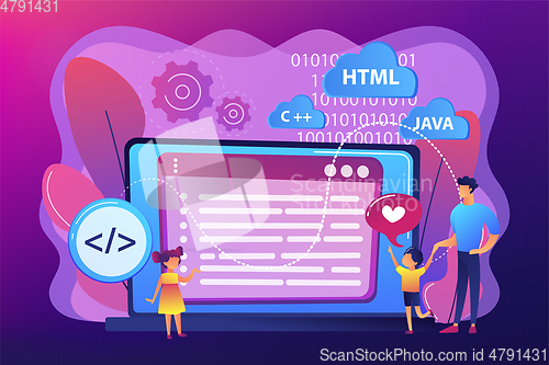 Image of Computer programming camp concept vector illustration.