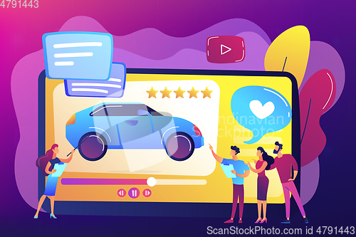 Image of Car review video concept vector illustration.