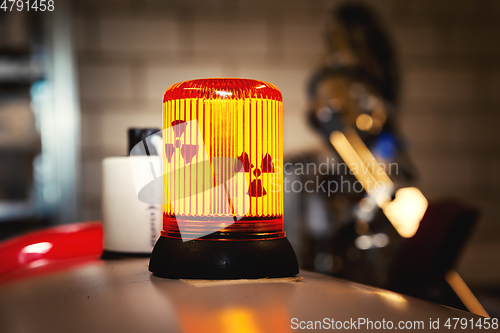 Image of radioactive warning sign lamp