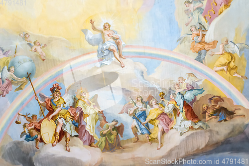 Image of fresco ettal Jesus and rainbow