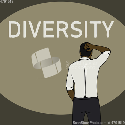 Image of diversity problem concept black business man