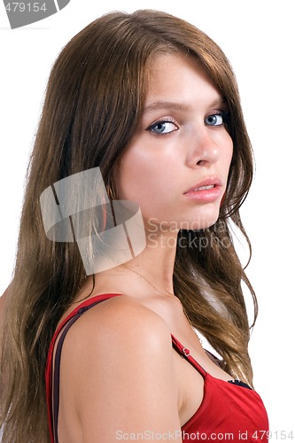 Image of portrait of the beauty young woman in red dress 2