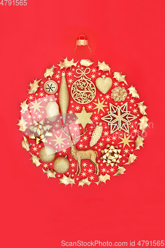 Image of Christmas Bauble with Gold Stars and Decorations 