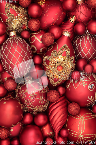 Image of Luxury Christmas Red and Gold Sparkling Baubles