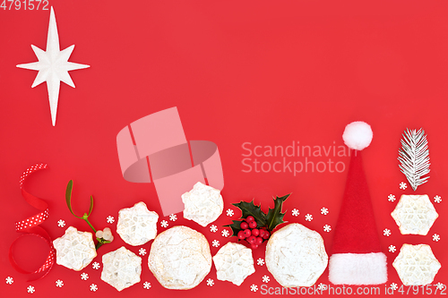 Image of Festive Christmas Background Border with Holiday Symbols 